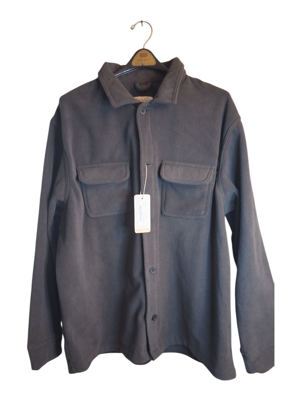 Men's Charcoal Button-Up Shirt Jacket Brand New XXL